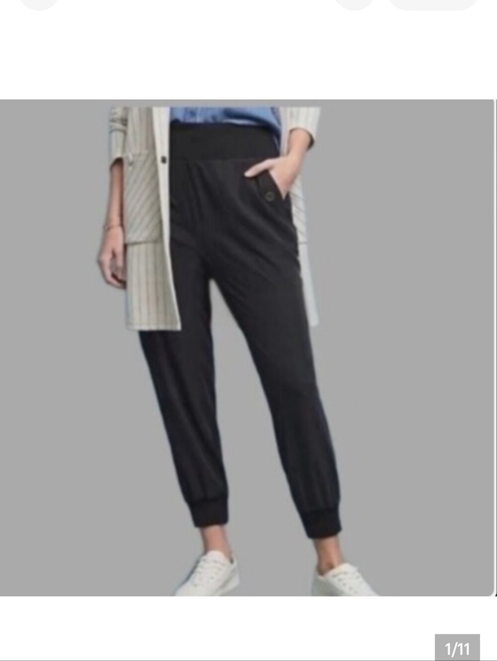 Maeve Anthropologie black Cargo utility Jogger Pants Medium pull on athleisure